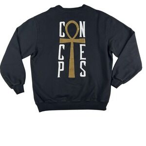 Concepts Of Life Sweatshirt Mens Medium Black Ankh Logo Pullover Crewneck‎ USA